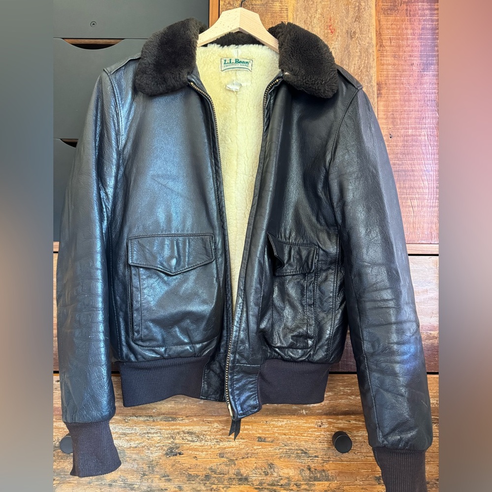 Vintage LL Bean Leather Aviator w/ Sheepskin